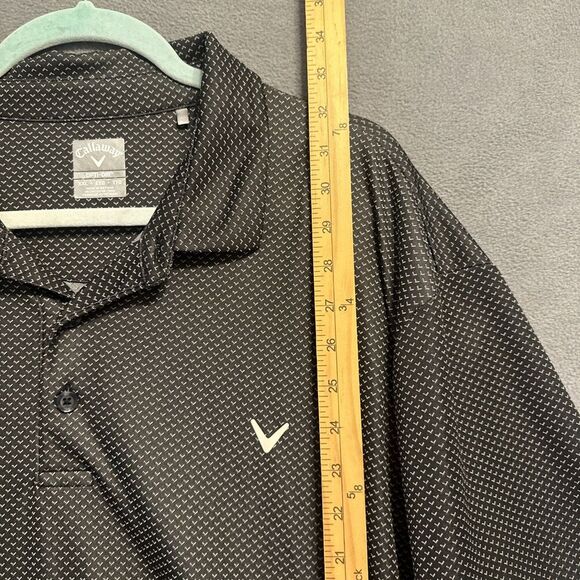 Callaway Golf Polo Shirt Opti Dri All Over Print Pattern Logo Mens 2XL XXL Black - Picture 7 of 8